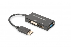 ADATTATORE VIDEO 3 IN 1 CONNETTORE DP MASCHIO - HDMI + DVI + VGA