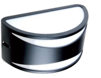 Applique per esterni, corpo in pressofusione di alluminio colore nero opaco.