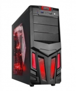 CASE GAMING LATERALE TRASPARENTE, VENTOLA 32LED USB 3.0 ROSSO