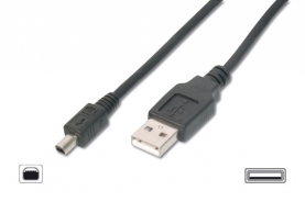 CAVO MINI USB B MASCHIO/ USB TIPO A MASCHIO PER USB 2.0 - MT. 1,80