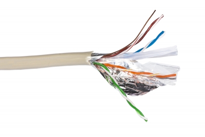 CAVO SOLIDO SCHERMATO F/UTP PER RETI CATEGORIA 6 (CCA) MATASSA MT. 305 HALOGENFREE