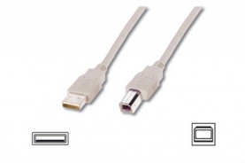 CAVO USB 2.0 CONNETTORI A-B, LUNGHEZZA MT. 1,80 COLORE GRIGIO CHIARO