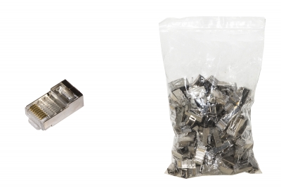 CONFEZIONE 100 CONNETTORI 8 POLI CAT 5E SCHERMATO RJ45