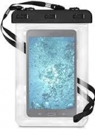 CUSTODIA TRASPARENTE PER TABLET SIGILLATA A PROVA D'ACQUA IN PVC CHE PERMETTE L'USO DEL TABLET, COLORE ROSA